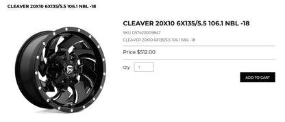 20x10 Fuel Cleaver Rims 6x135 6x139.7