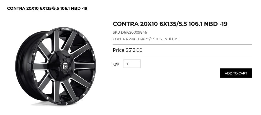 20x10 Fuel Contra Rims 6x135 6x139.7