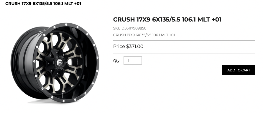 17x9 Fuel Crush Rims 6x135 6x139.7