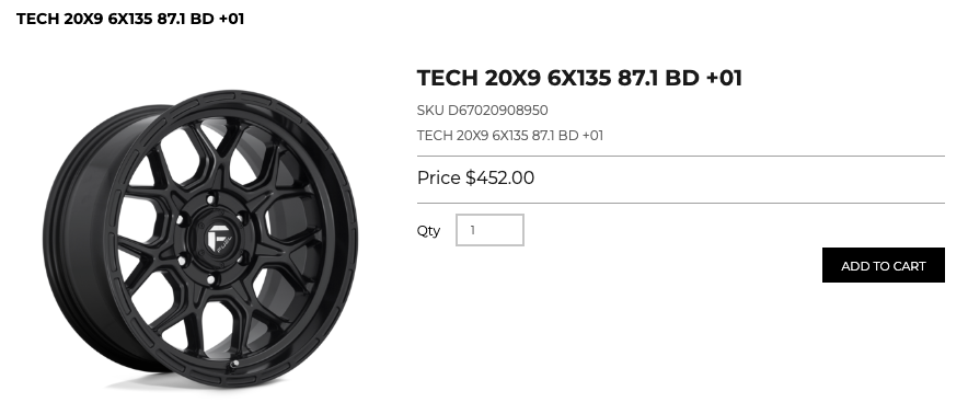 20x9 Fuel Tech Rims 6x135