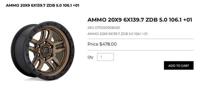 20x9 Fuel Ammo Rims 6x139.7 Bronze