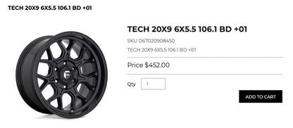 20x9 Fuel Tech Rims 6x139.7 Black