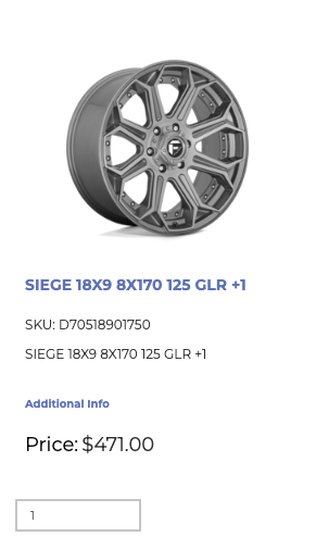 18x9 Fuel Siege Rims 8x170