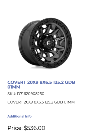 20x9 Fuel Covert Rims 8x165