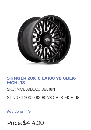 20x10 Moto Metal Stinger Rims 8x180