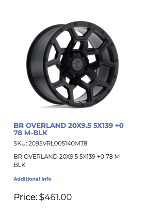 20x9.5 Black Rhino Overland Rims 5x139.7