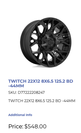 22x12 Fuel Twitch Rims 8x165