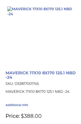 17x10 Fuel Maverick Rims 8x170