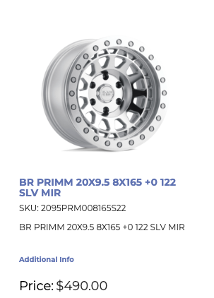 20x9.5 Black Rhino Primm Rims 8x165