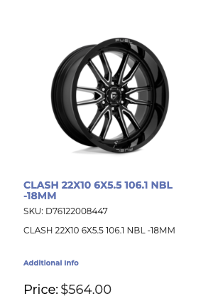 22x10 Fuel Clash Rims 6x139.7