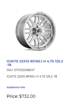 22x10 Fuel Ignite Rims 8x165 Dodge Ram GMC Chevy 2500 3500