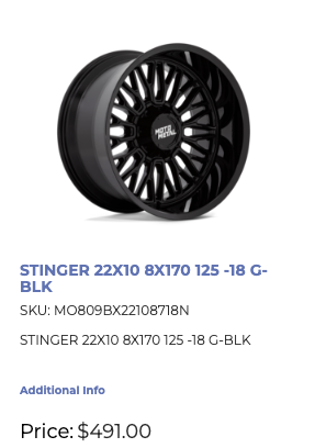 22x10 Moto Metal Stinger Rims 8x170