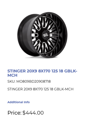 20x9 Moto Metal Stinger Rims 8x170