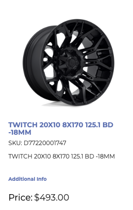 20x10 Fuel Twitch Rims 8x170