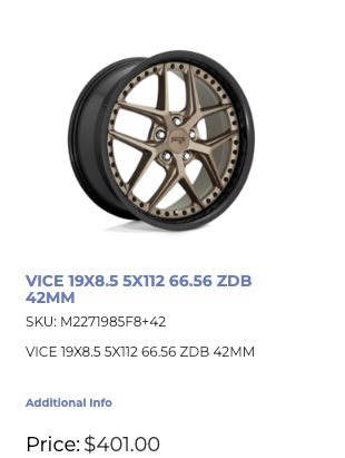 19x8.5 Niche Vice Rims 5x112