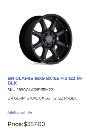 18x9 Black Rhino Glamis Rims 8x165