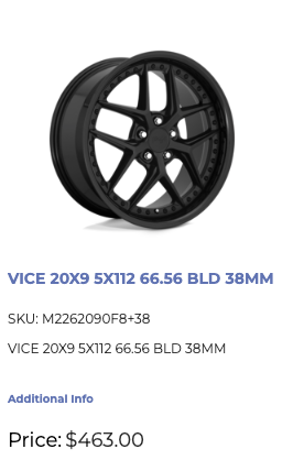 20x9 Niche Vice Rims 5x112