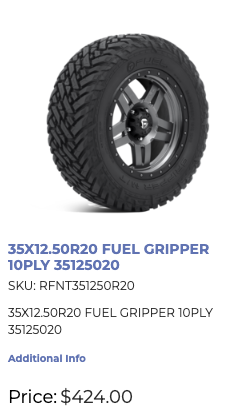 35x12.5x20 Fuel GRIPPER A/T E All Weather Tires