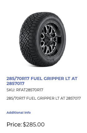 LT 285/70/17 Fuel Gripper A/T E All Season Tires