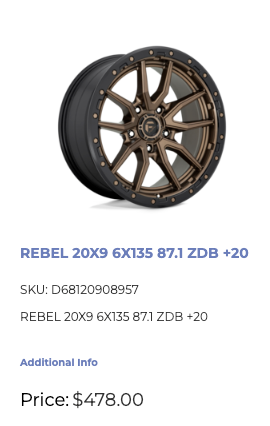 20x9 Fuel Rebel Rims 6x135