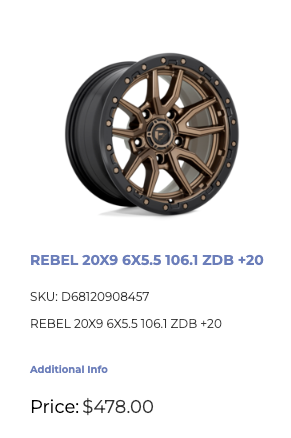 20x9 Fuel Rebel Rims 6x139.7 +20mm
