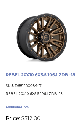20x9 Fuel Rebel Rims 6x139.7 +1mm