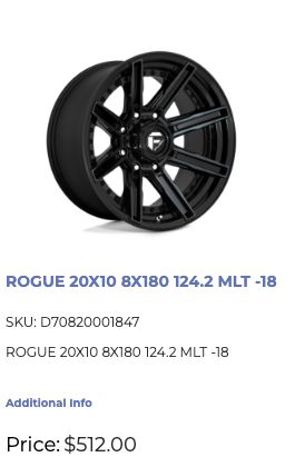 20x10 Fuel Rogue Rims 8x180