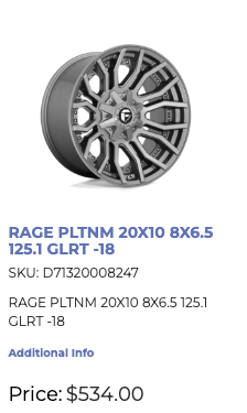 20x10 Fuel Rage Rims 8x165