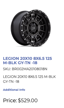 20x10 Black Rhino Legion Rims 8x165