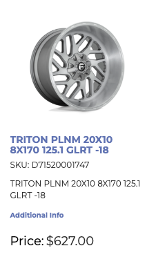 20x10 Fuel Triton Rims 8x170