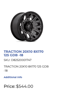 20x10 Fuel Traction Rims 8x170