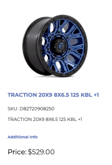 20x9 Fuel Traction Rims 8x165