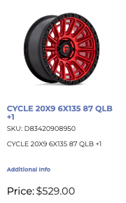 20x9 Fuel Cycle Rims 6x135