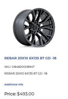 20x10 Fuel Rebar Rims 6x135