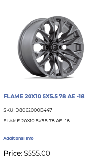 20x10 Fuel Flame Rims 5x139.7