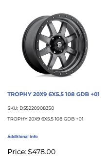20x9 Fuel Trophy Rims 6x139.7