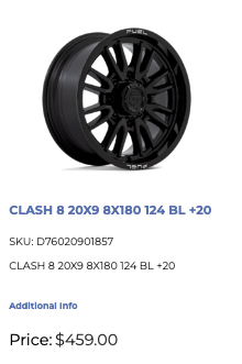 20x9 Fuel Clash Rims 8x180