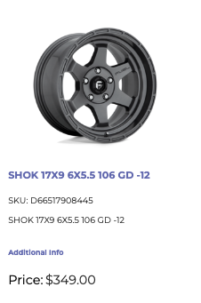 17x9 Fuel Shok Rims 6x139.7