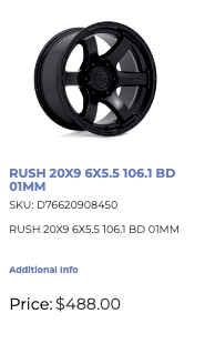20x9 Fuel Rush Rims 6x139.7