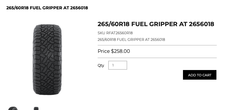 265/60/18 Fuel GRIPPER A/T All Season Tires