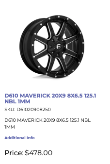 20x9 Fuel Maverick Rims 8x165