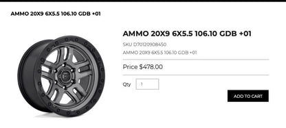 20x9 Fuel Ammo Rims 6x139.7