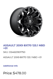 20x9 Fuel Assault Rims 8x170