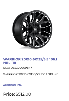 20x10 Fuel Warrior Rims 6x135 6x139.7