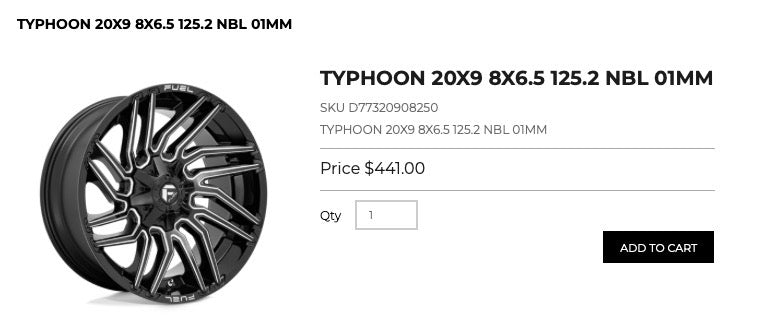 20x9 Fuel Typhoon Rims 8x165