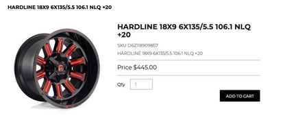 18x9 Fuel Hardline Rims 6x135 6x139.7