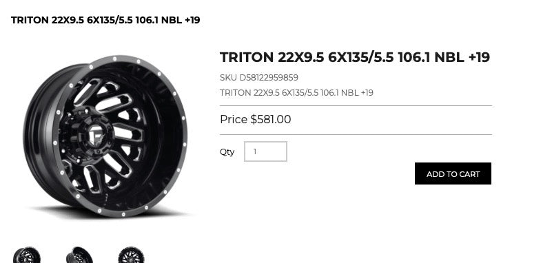 22x9.5 Fuel Triton Rims 6x135 6x139.7