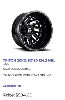 20x12 Fuel Triton Rims 8x180