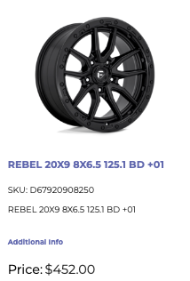 20x9 Fuel Rebel Rims 8x165
