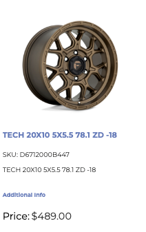 20x10 Fuel Tech Rims 5x139.7